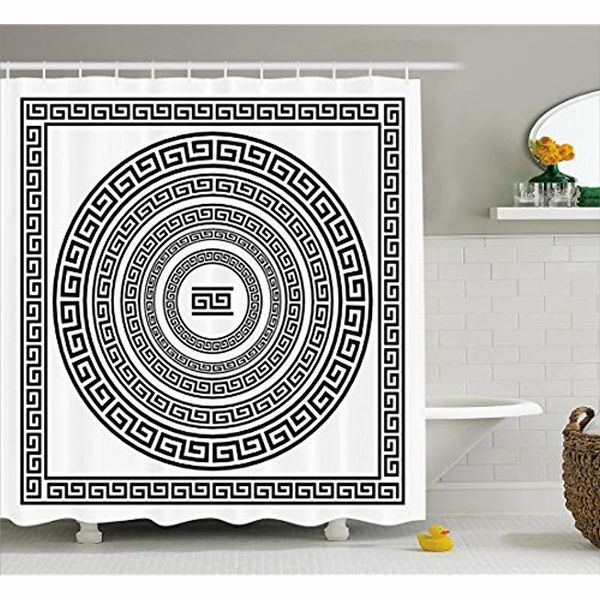 2019 Vixm Greek Key Shower Curtain Traditional Meander Border With