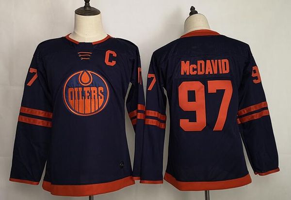 

new kids hockey jerseys oilers #97 mcdavid #29 draisaitl jersey c patch navy blue 50th youth jersey size s/m l/ stitched all jerseys, Black;red