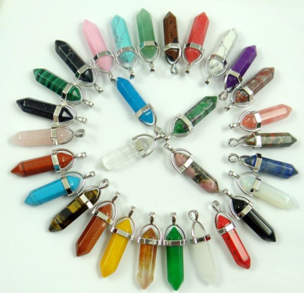 

natural stone mixed turquoises lapis tiger eye quartz crystal charms pendant for diy jewelry making pendant necklaces10pcs a88, Silver