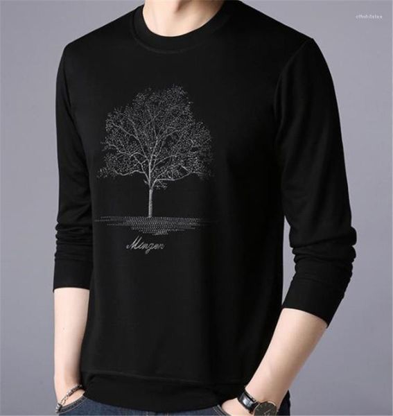 

designer tshirts fashion pullover crew neck long sleeve mens tees casual males clothing tree print mens