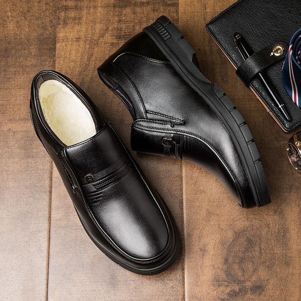 

newly man winter boots2019 quality microfiber leather shoes white warm thicken inner boots 38-44 man snow leather boots, Black
