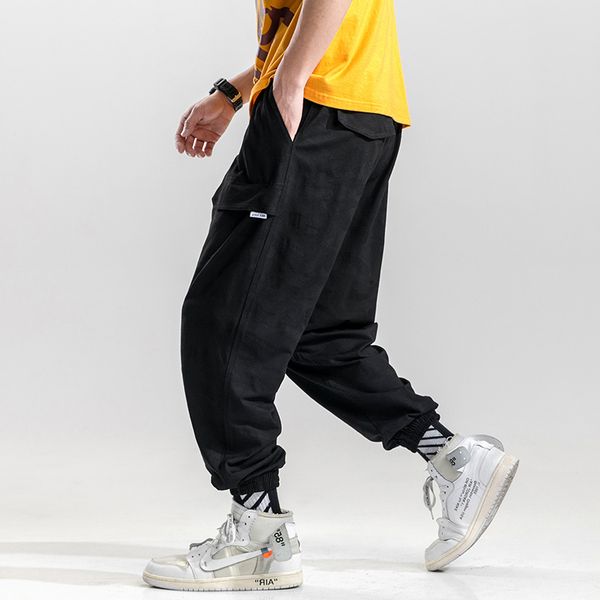 

fashion new men's sweatpants hip hop track pants street wear loose joggers elastic waist male casual black trousers 4xl 5xl