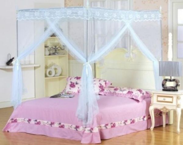 

lace 4 corners bed canopy mosquito net twin-xl full queen cal king all sizes with bracket/holder
