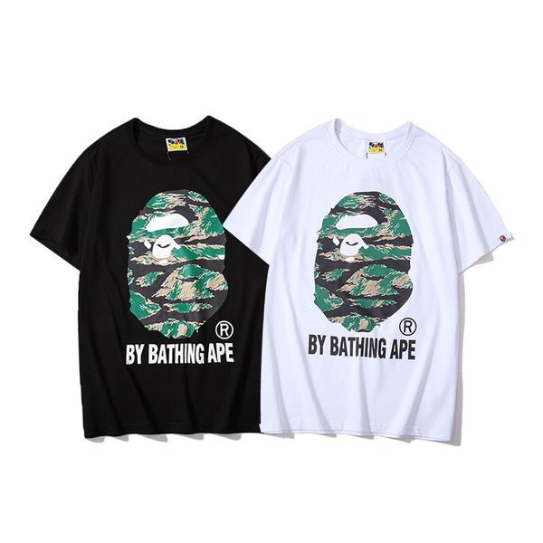 

summer 2020 new printed t-shirt round neck short sleeve t-shirt, casual fashion trend men's wear #0018, White;black