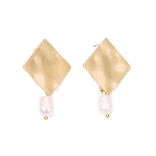 

louleur korean white baroque pearl earrings geometric metal gold drop earrings for women wedding bridal jewelry 2019 summer hot, Silver