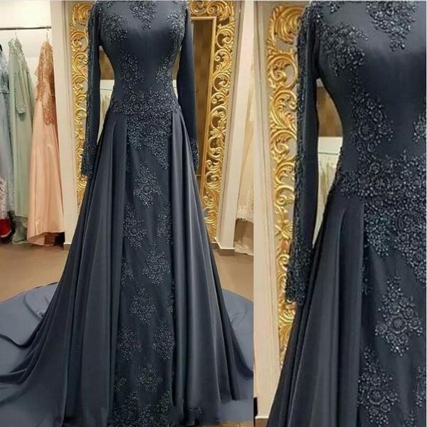 

vintage muslim formal evening dresses 2019 with long sleeves high neck lace prom dresses vintage arabic long fashion wear vestido de festa