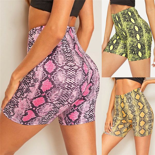 

women summer pants snakeskin pattern high waist shorts beach short trousers