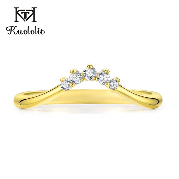 

kuololit 10k yellow gold moissanite rings for women lab grown diamond 100% hand setting band rings engagement gift fine jewelry, Golden;silver