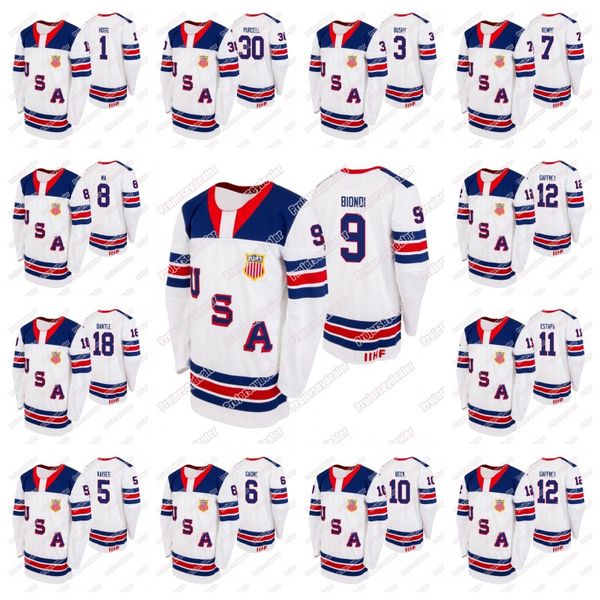 

USA Team 2019 Hlinka Gretzky Cup Jersey Blake Biondi Carson Bantle Colin Purcell David Ma Donald Kempf Evan Bushy Louden Hogg
