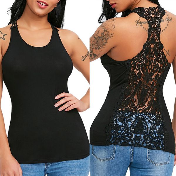 

crop tops женщина танки tops груза свободная женщин сексуальный кружевной отделкой racerback slim fit выдалбливают tank top vest рубашка dro, White