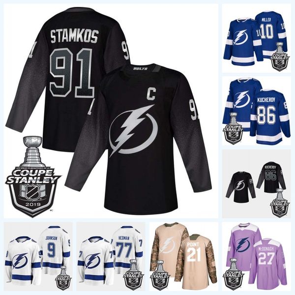 

Youth Tampa Bay Lightning 2019 Stanley Cup Playoffs Jersey Nikita Kucherov Vasilevskiy Stamkos Point Johnson McDonagh Paquette