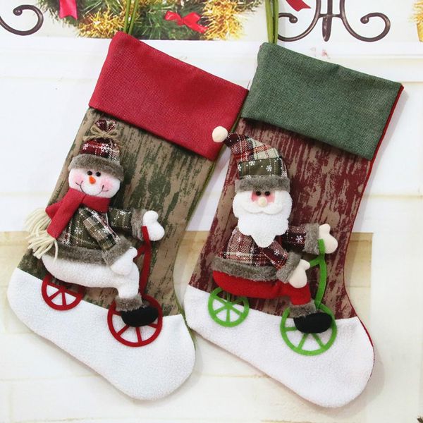 

fashion christmas stockings decor 3d applique santa claus snowman kids gift candy bag new
