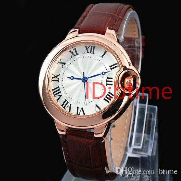 

2019 мода топ человек дизайнер часы кожаные наручные часы женщины платье часы кварцевые часы сталь любителей женщин мужские часы роскошь bti, Slivery;brown