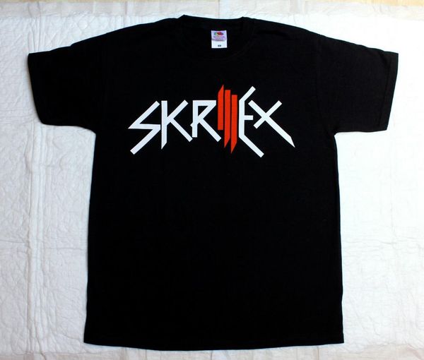 

skrillex logo from first to last dog blood new black t-shirt, White;black