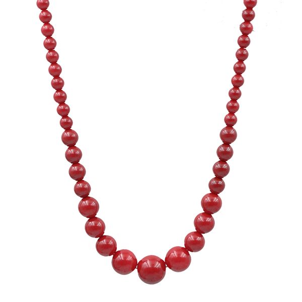 

amazing artificial coral red beads short tower chain necklace for women statement choker clavicle mysterious gift jewelry 18" b5, Golden;silver