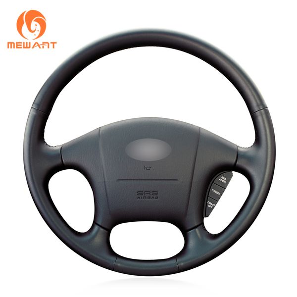 

mewant black genuine leather comfortable hand sew steering wheel cover for sonata 1999 2000 2001 2002 2003 2004 2005