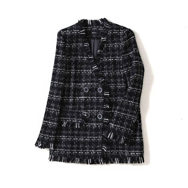 

новый wt0037 осень зима короткие стиль стиль клетчатый грубая шерсть и малый ароматные wool coat, Black