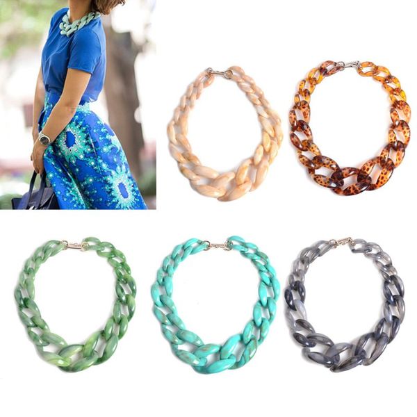 

acrylic twist collar chunky choker statement chain necklace women bib jewerly 649d, Silver