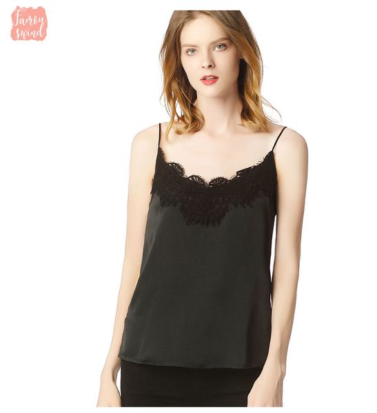 

sexy кружева женщины tank tops silk рукавов v шеи женщин бретели halte майка слим-летней женщины feminino облачить, White