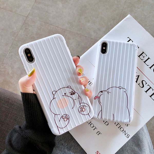 

for iphone xs max xr phone case naughty arctic white bear 6 7 8 x plus suitcase design tpu soft cell phone cases