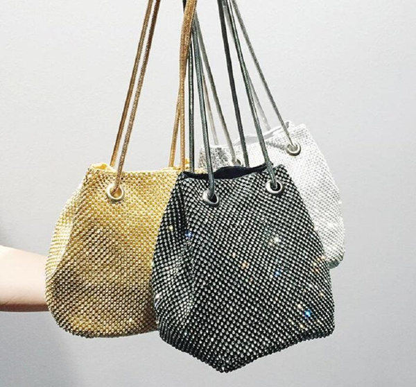 

new designer women crystal bag draw with bucket bag slung casual chain handbag shoulder bag fashion1156#