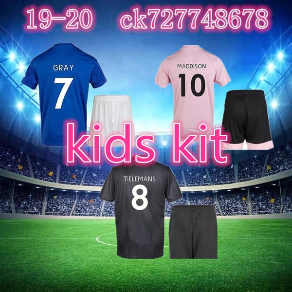 

19 20 leicester away kids pink kits city soccer jerseys shirts calciovardy tielemans maddison 2019 child ayoze jersey ndidi football shirts, Black;yellow