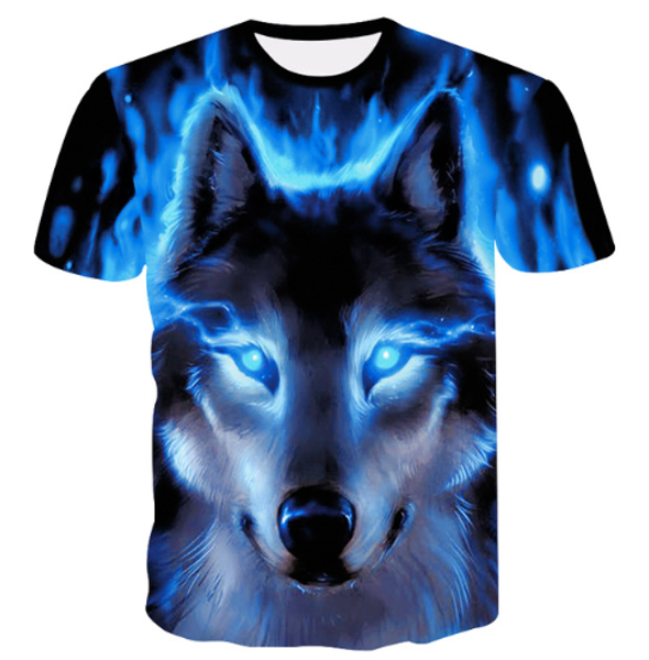 

men/womens fashion cool wolf 3d print harajuku style summer t shirt tees plus size style outfit funny summer 3d t-shirt u1264, White;black