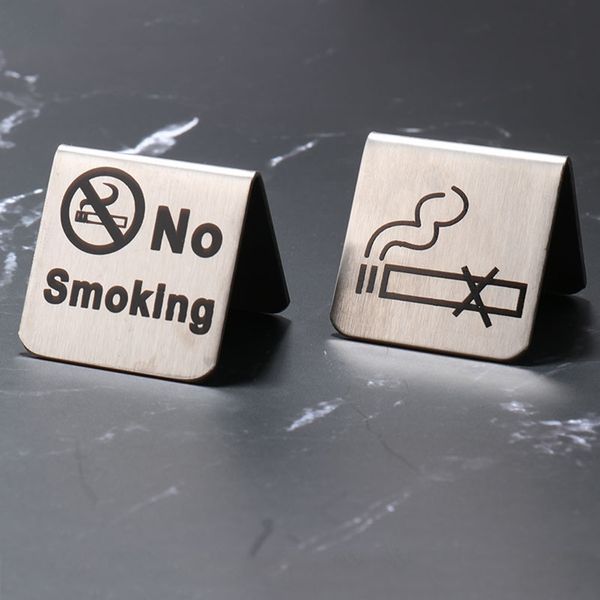 

2pcs no sign stainless steel table tent compliance signs pattern