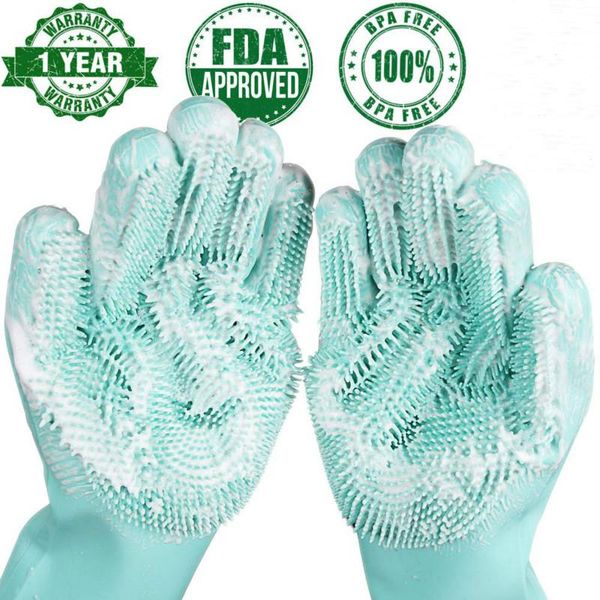 

silicone dishes washing glove with cleaning brush kitchen washing magic glove 100% food grade dishwashing gloves all-purpose