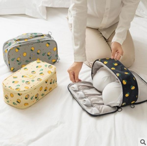 

lemon printing cosmetic bag multifunction portable bra storage travel makeup pouch woman make up bags organizer kit beauty case