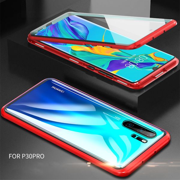 

fashion magnetic adsorption case for huawei mate 20 pro 10 p20 lite shockproof case for p smart 2019 p30 lite tempered glass back cover