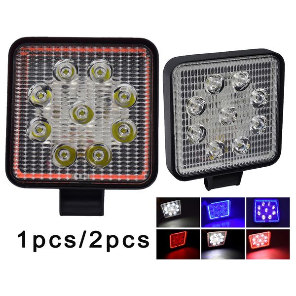 

1pc/2pcs dc9-36v 27w car atv uaz suv 4wd 4x4 truck tractor offroad halo led work light bulbs spotlight car led work light