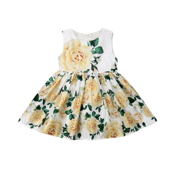 

sweet kids baby girl party dress summer sleeveless floral party princess pageant tutu dresses clothes, Red;yellow