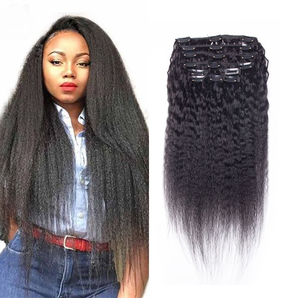 Msjoli Natural Color Clip In Hair Extensions Kinky Straight