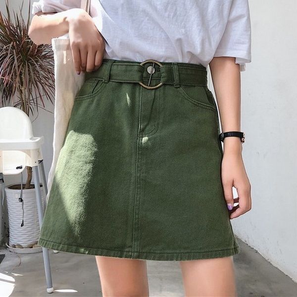 

designer skirts for women color candy summer skirt a line belt casual harajuku jupe college wind high waist black red khaki skirts