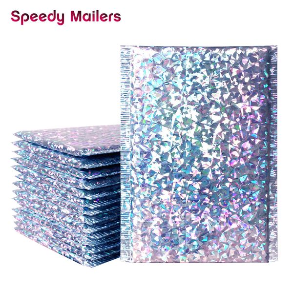 

speedy mailers 10pcs laser silver mailing envelope bags waterproof courier bags bubble mailers padded bubble envelopes bag
