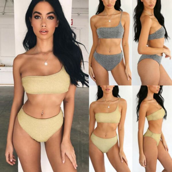 

womens high waist bikini set push up padded ladies swimsuit bathing suit swimwear, White;black
