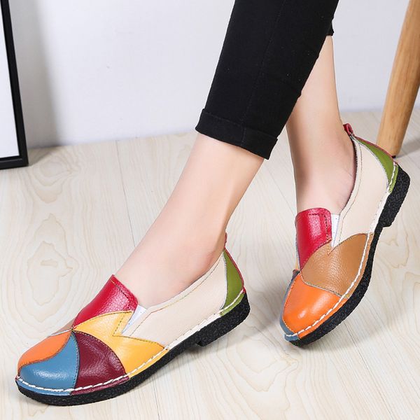 

women shoes flats women loafers spring summer shoes woman moccasins slip-on genuine leather flats ballerina, Black