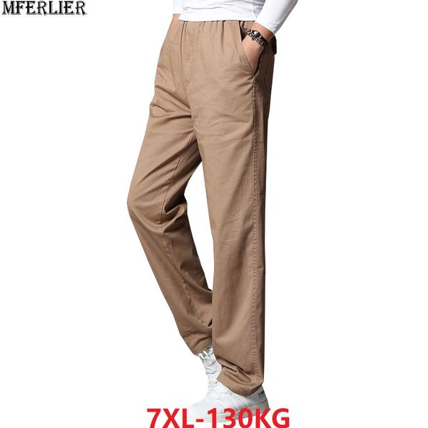

summer men cargo pants cotton simple casual home loose pants plus size stretch trousers straight khaki 48, Black