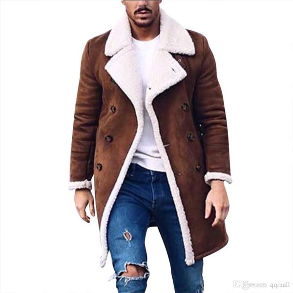 

мужская шерстяная теплая зимняя тренч длинная верхняя одежда кнопка смарт пальто пальто водонепроницаемая ветрозащитная зимняя куртка мужчин, Black