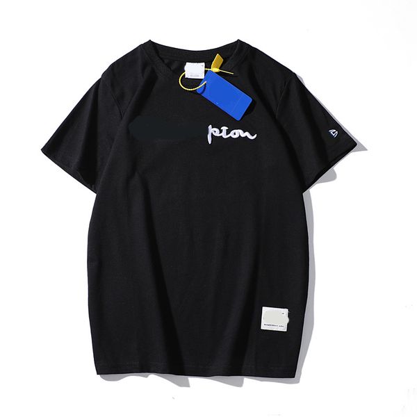 

letter embroidery t-shirts summer men casual loose o neck short sleeve hip hop black white designer t-shirts, White;black