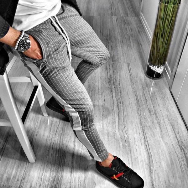 

мужская модельер 2020 полосатый брюки высокого качества brand sweatpants новые прибытия спорт jogger брюки и джинсы 2 цвета top hot продавай, Black