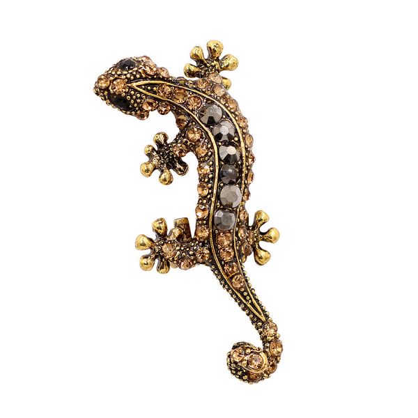 

available rhinestone lizard brooches vintage animal brooch pin full rhinestone inlay suit accessories gift, Gray