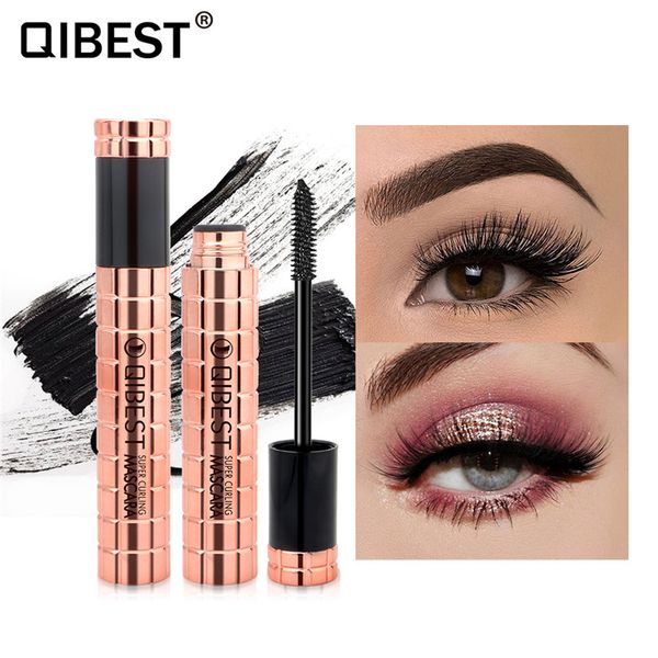 QIBEST 4D Fibra Lunga e Spessa Curling Allungamento Doppia Testa Mascara Pasta Ciglia Naturale Eye Lashes Bigodino Strumento di Trucco