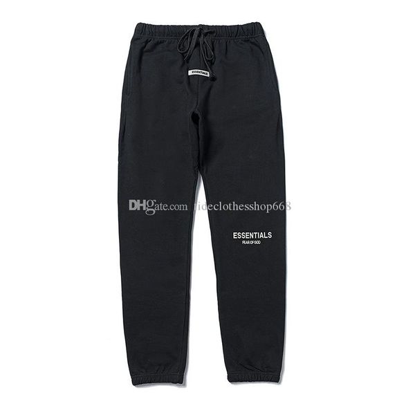

fog multi-line reflective embroidery guard pants 3m reflective fear of god essentials high street pants men and women sports casual pants, Black;white