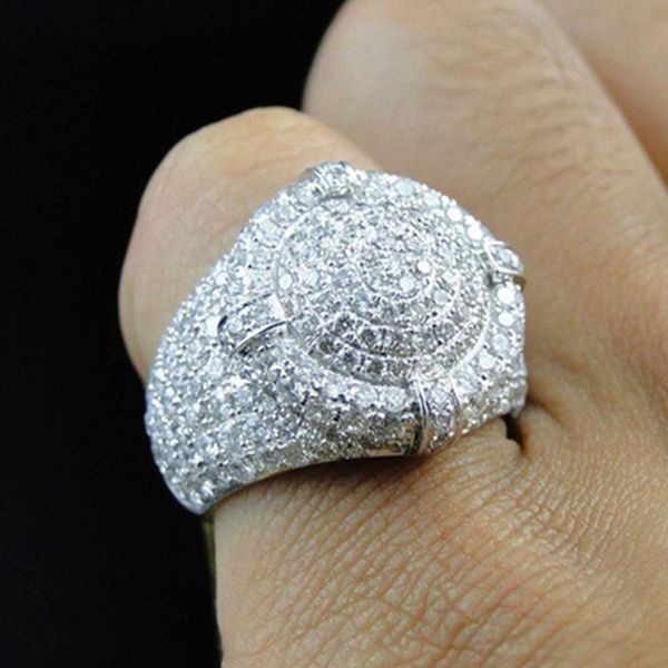 Модные ювелирные украшения Винтажные мужчины кольца классические полные бриллианты панк -дизайнерские кольца Rock Silver Plated Luxury Rings Модный ретро -мужское кольцо