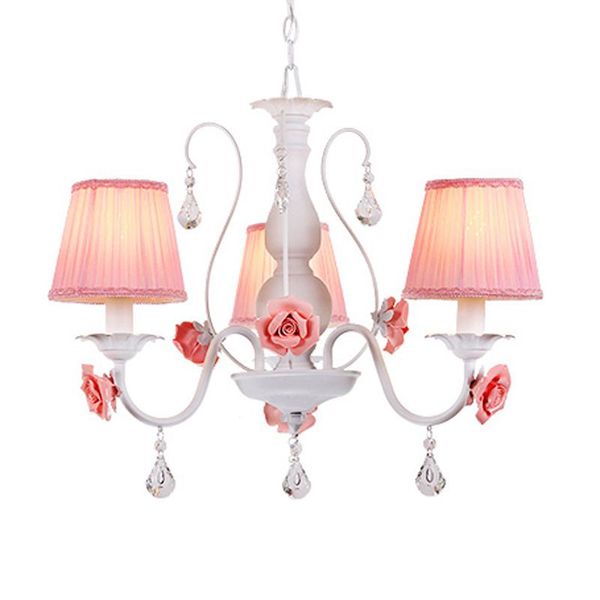 Pastoral Fabric Crystal Children Room Chandelier Lamps Cartoon