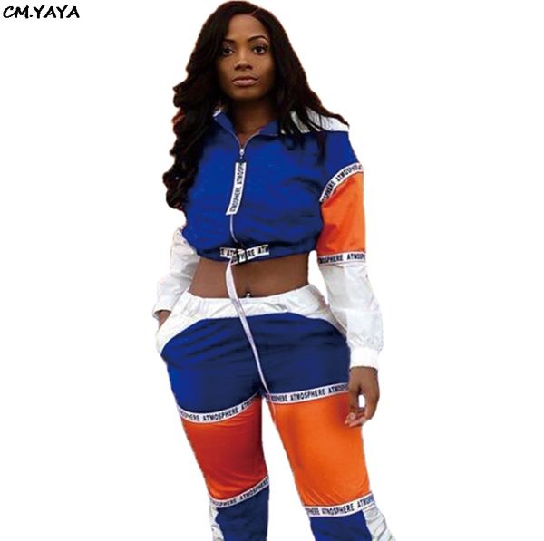 

new fashion sporty women's tracksuit hooded short jackets letter splicing long pants suits two piece set outfit, White