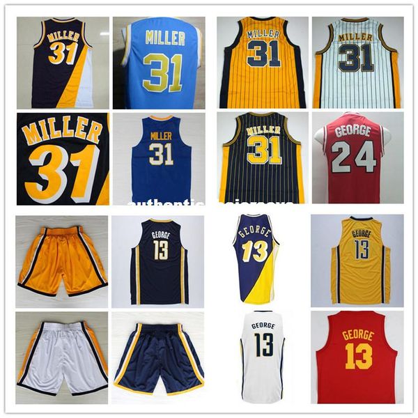 

paul george #13 miller #31 basketball jersey, stitched men's retro basketball jersey ncaa college, Black;blue