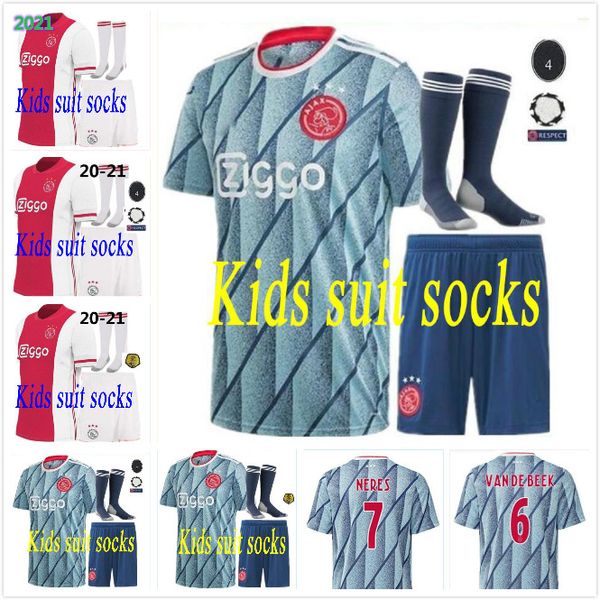 

высокое качество 2020 2021 ajax fc футбольные майки детские комплекты 20/21 camisa neres tadic huntelaar de ligt ven de beek футбольные руба, Black;yellow